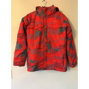 Columbia Interchange Size Large Red Striped Patterned Jacket Coat Unique